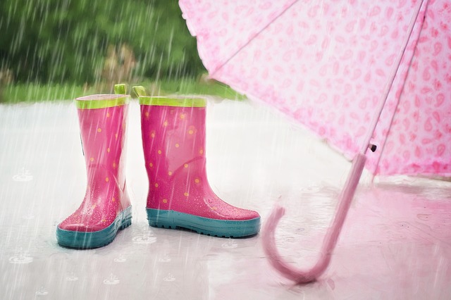 déšť, děštník, gumáky